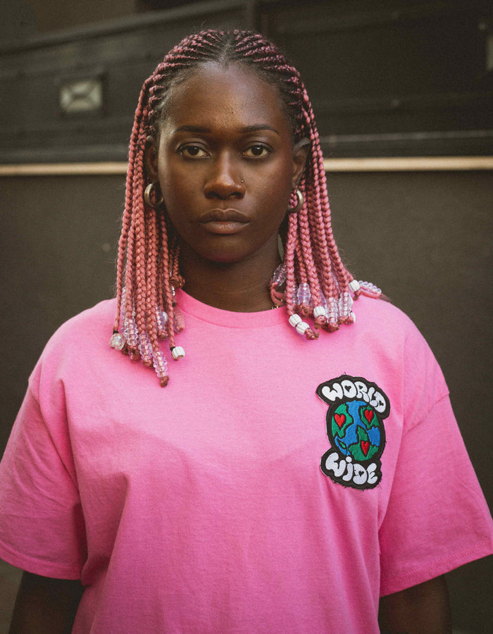 Pink Patch WorldWide Tee — back