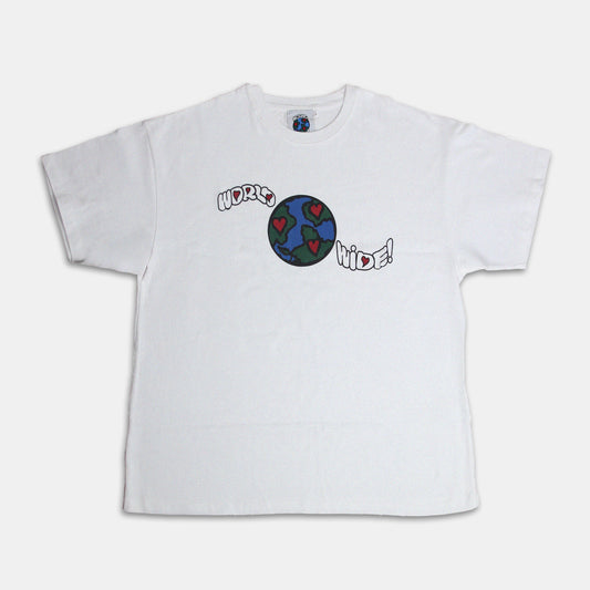 White Wavy WorldWide Tee