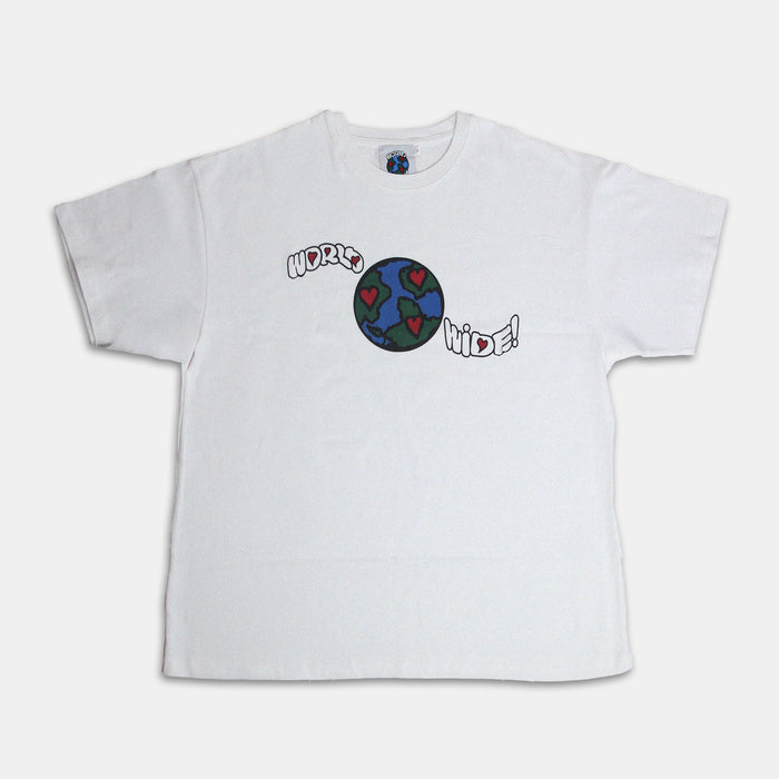 White Wavy WorldWide Tee